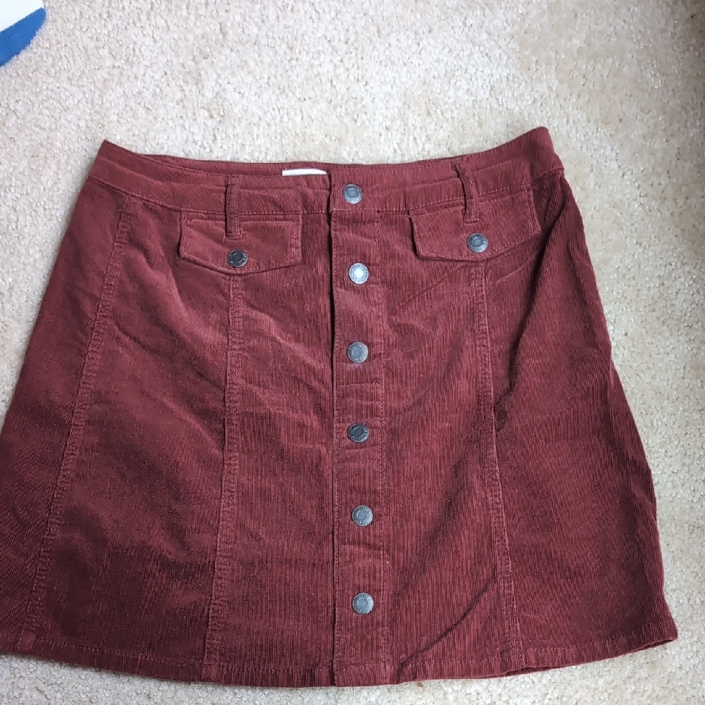 Mossimo Supply Co. Rust Button-Front Mini Skirt